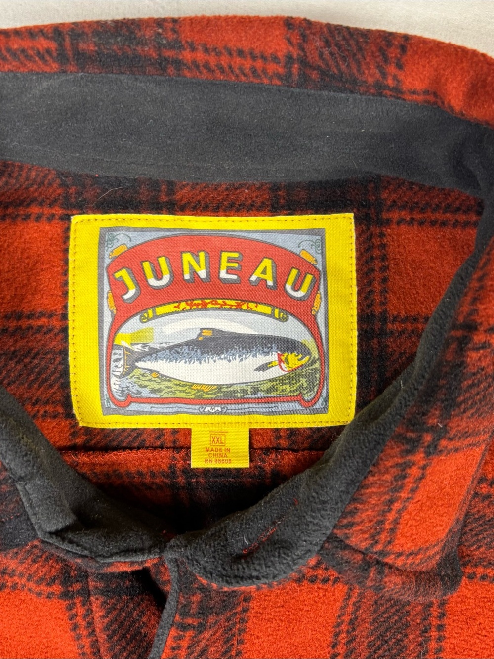 Juneau Mens XXL Fleece Flannel Shirt Plaid Red Black Heavy Outdoor Shacket - Picture 2 of 8